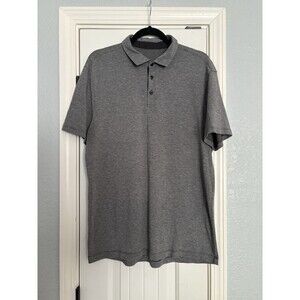Lululemon Polo Shirt Mens 22" PTP No Size Gray Short Sleeve Stretchy Athletic